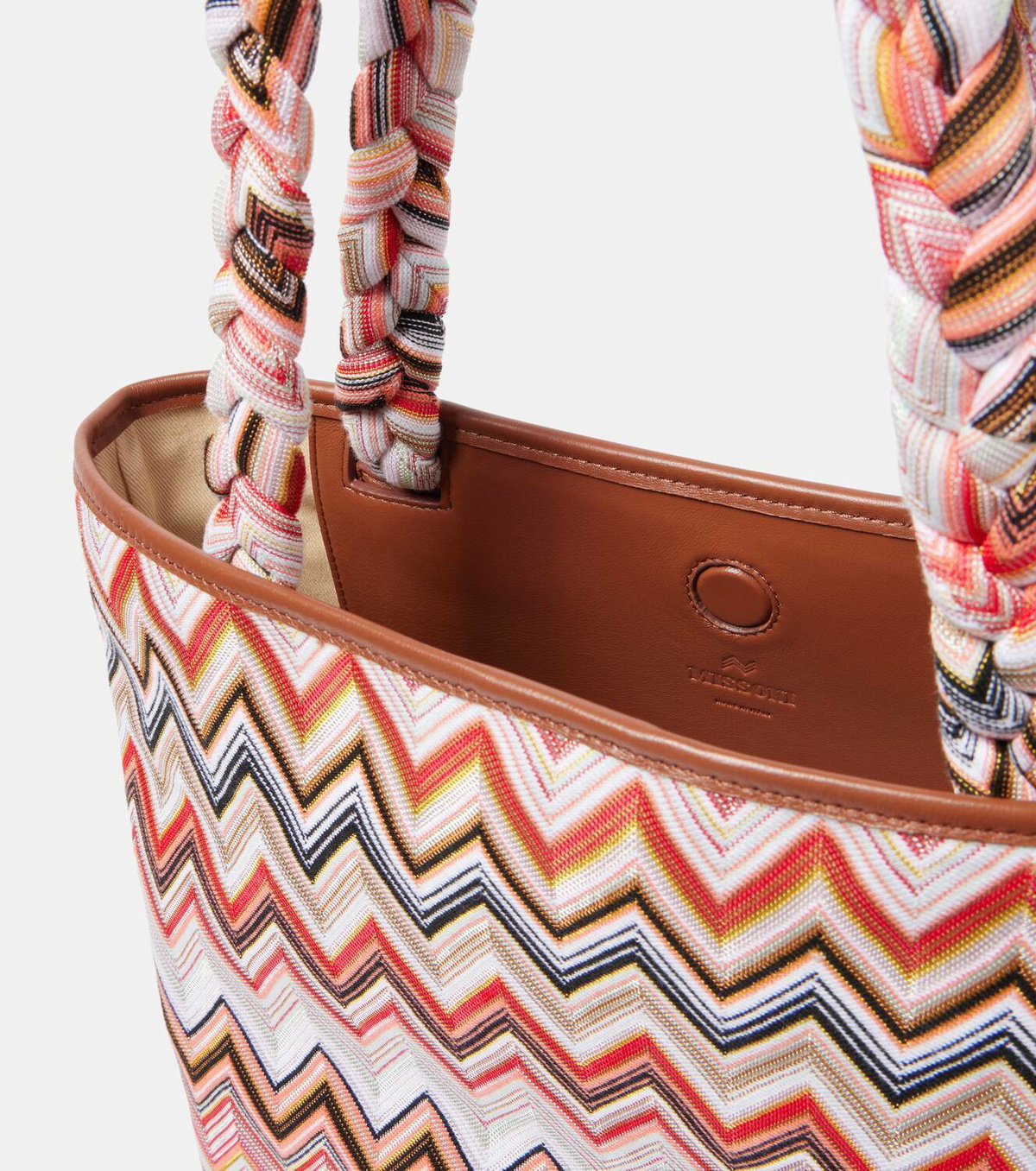【MISSONI】 Zigzag Large leather-trimmed tote bag Zigzag Large leather-trimmed tote bag in multicoloured