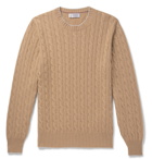 Brunello Cucinelli - Contrast-Tipped Cable-Knit Cashmere Sweater - Men - Beige