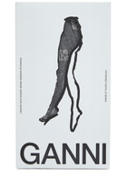 Ganni Metallic Butterfly Logo-jacquard Tights Silver