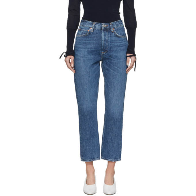 Agolde Blue Riley Hi Rise Straight Crop Jeans AGOLDE