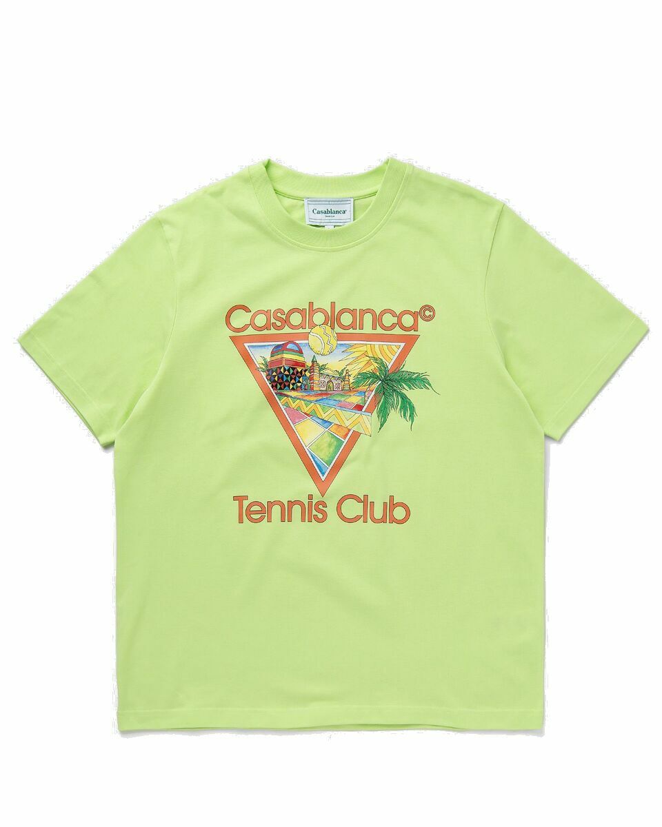 Photo: Casablanca Afro Cubism Tennis Club Printed T Shirt Green - Mens - Shortsleeves