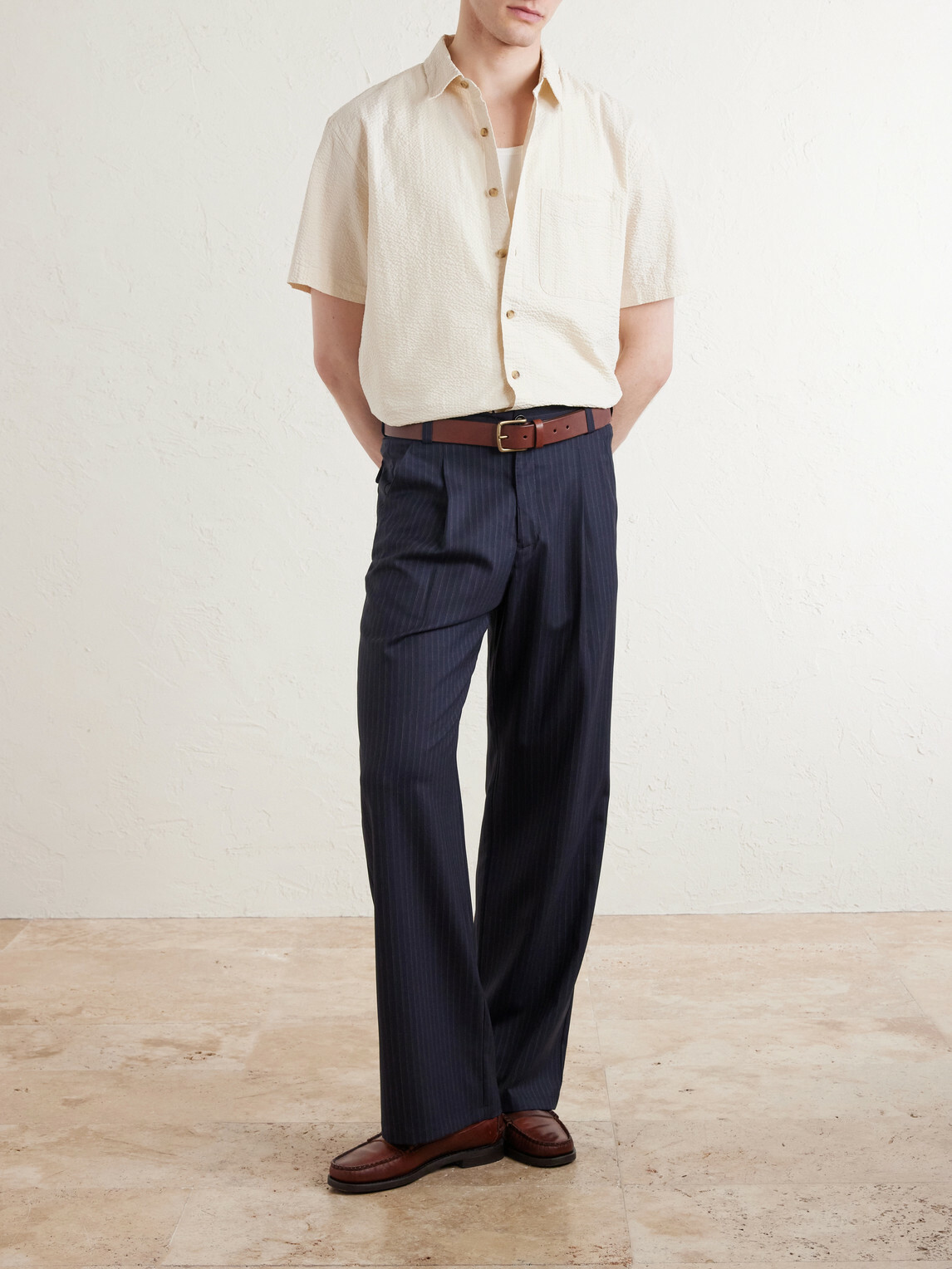 Aimé Leon Dore - Cropped Cotton-Seersucker Shirt - Neutrals