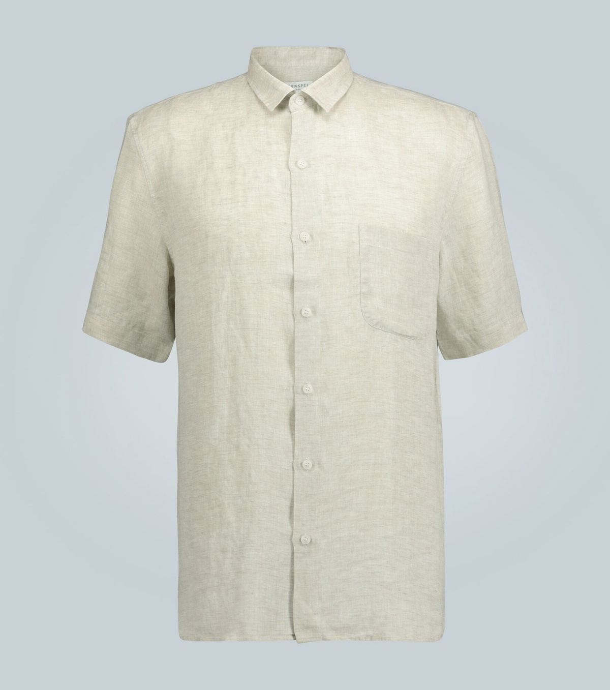 Box fit short sleeved linen shirt - Yarndyed - Light feather gray main image 1