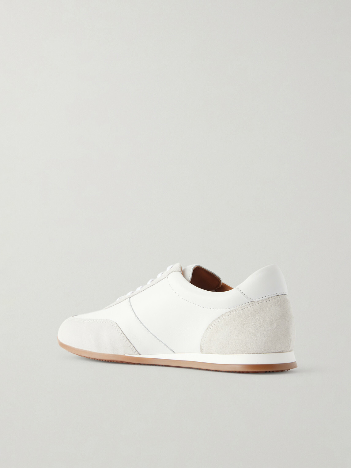 Mr P. - Suede-Trimmed Leather Sneakers - Neutrals