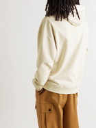 LOEWE - Leather-Trimmed Cotton-Jersey Hoodie - Neutrals