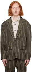 Karu Research Green Pinstripe Blazer