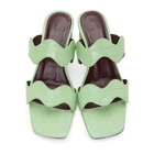 Staud Green Frankie Wavy Heeled Sandals