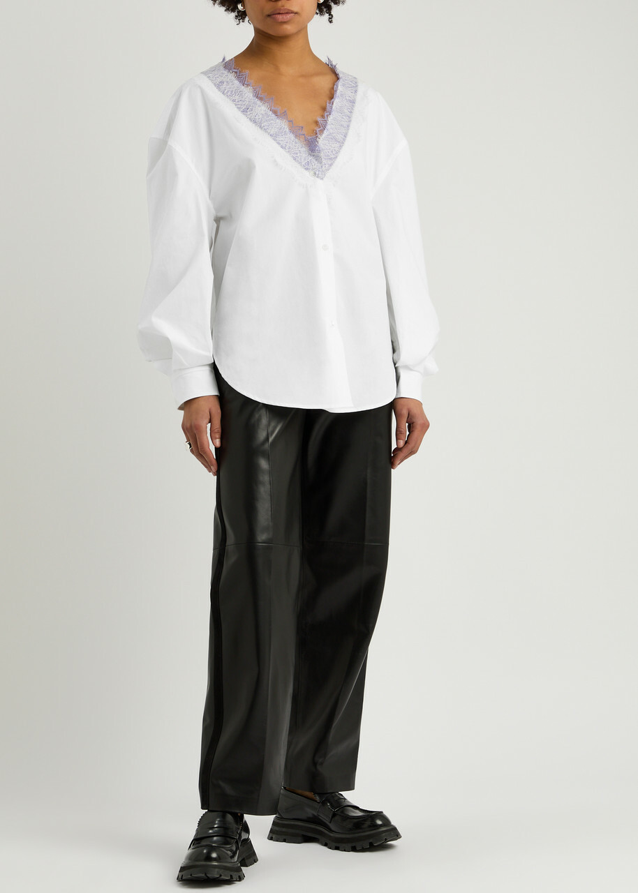 J.W. Anderson, White poplin shirt JW Anderson Striped Asymmetric Cotton Poplin Shirt in White  main image 2