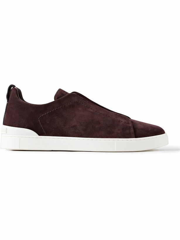 Photo: Zegna - Triple Stitch Suede Sneakers - Red