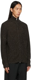 Arnar Már Jónsson Brown Knit Zip-Up Sweater
