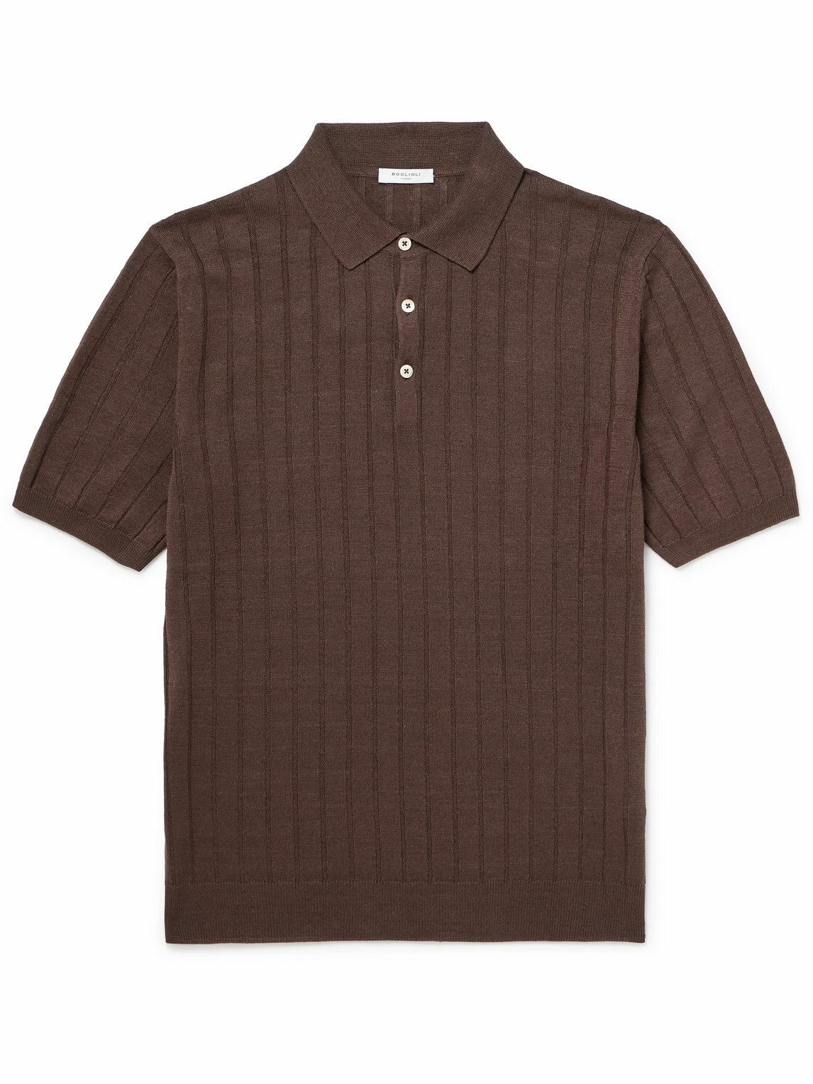 Boglioli - Ribbed Linen and Cotton-Blend Polo Shirt - Brown