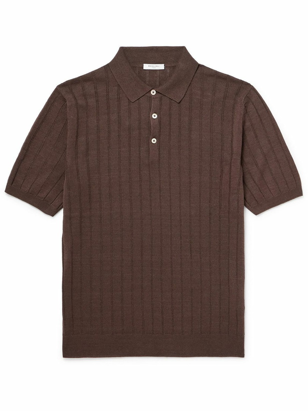 Photo: Boglioli - Ribbed Linen and Cotton-Blend Polo Shirt - Brown