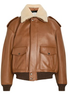 Saint Laurent Detachable-collar Shearling and Leather Jacket Terracotta