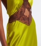 SIR Aries cut-out lace-trimmed silk slip dress