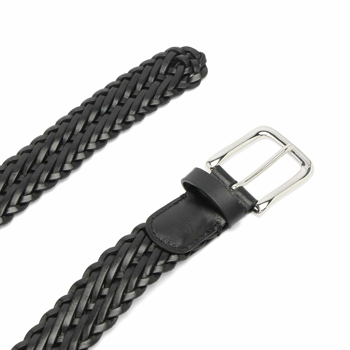 Anderson's Men's Andersons Narrow Woven Leather Belt in Black Anderson's Men's Andersons Narrow Woven Leather Belt in Black