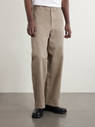 A.PRESSE - Wide-Leg Cotton-Twill Trousers - Neutrals