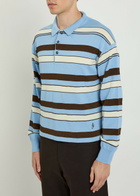 JW Anderson Striped Knit Polo Shirt Blue