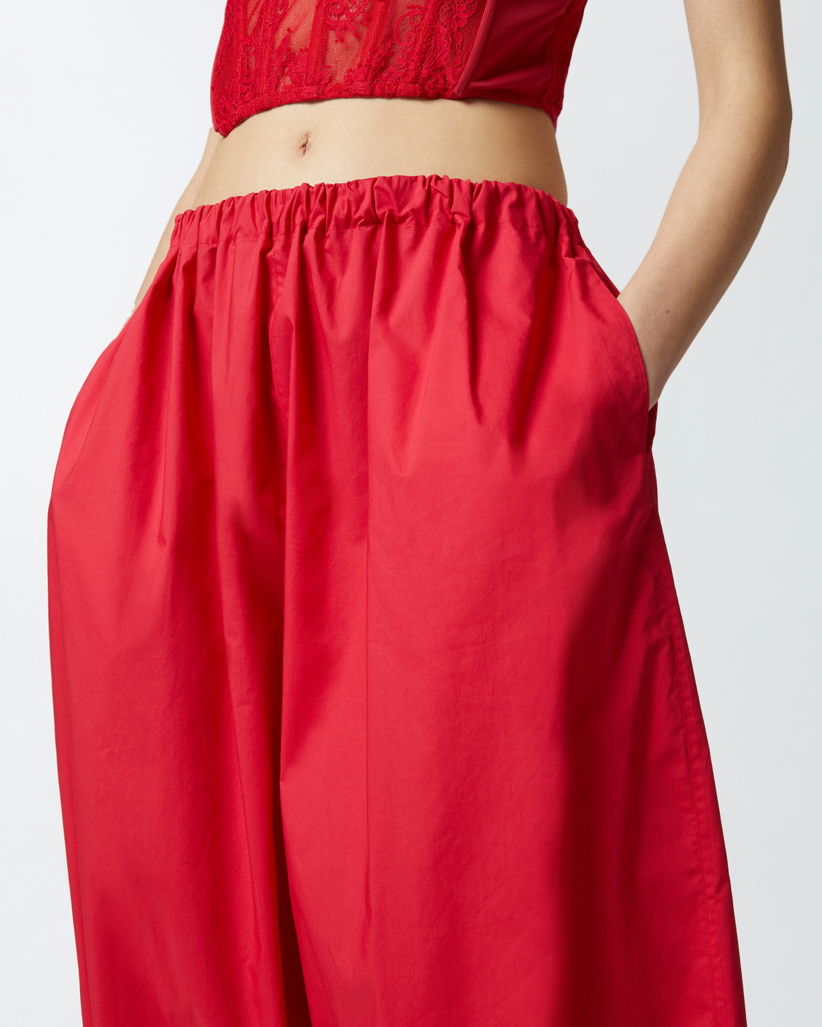 Pinko Lightweight Balloon Trousers With Drawstring Salsa Red