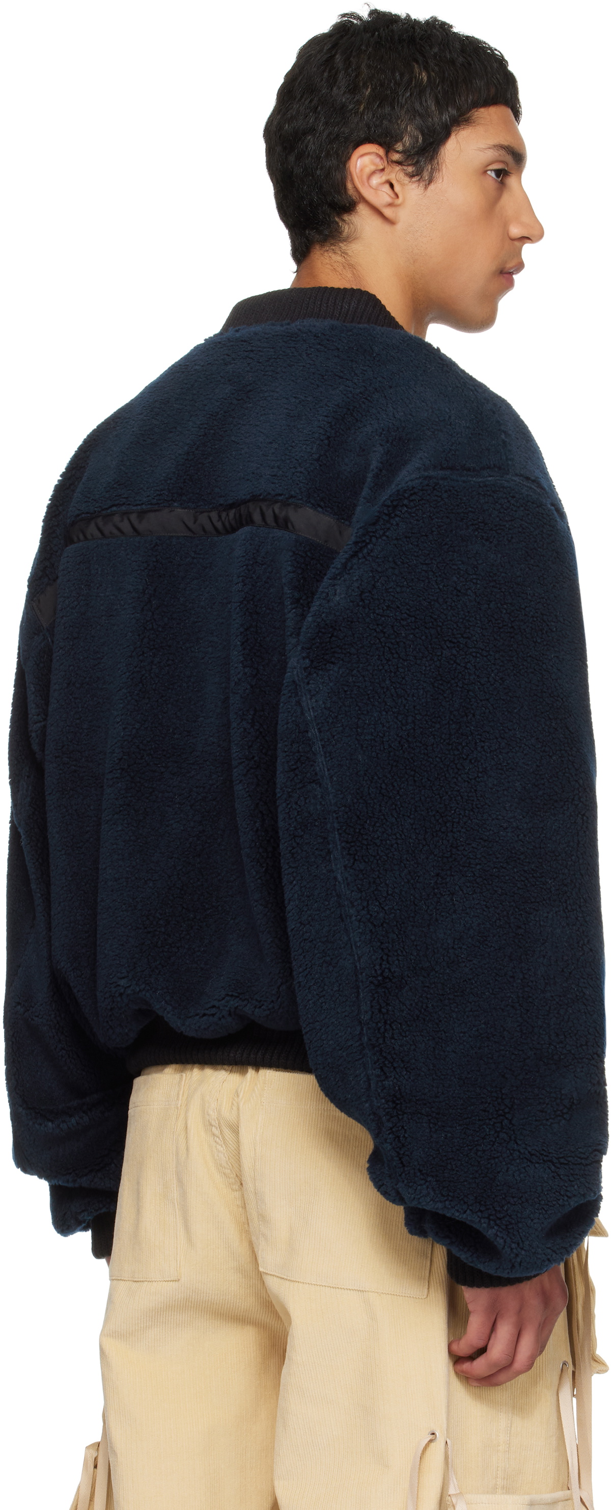 Reese Cooper Navy Sherpa Fleece Bomber jacket