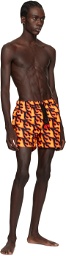 Hugo Black & Orange Printed Swim Shorts