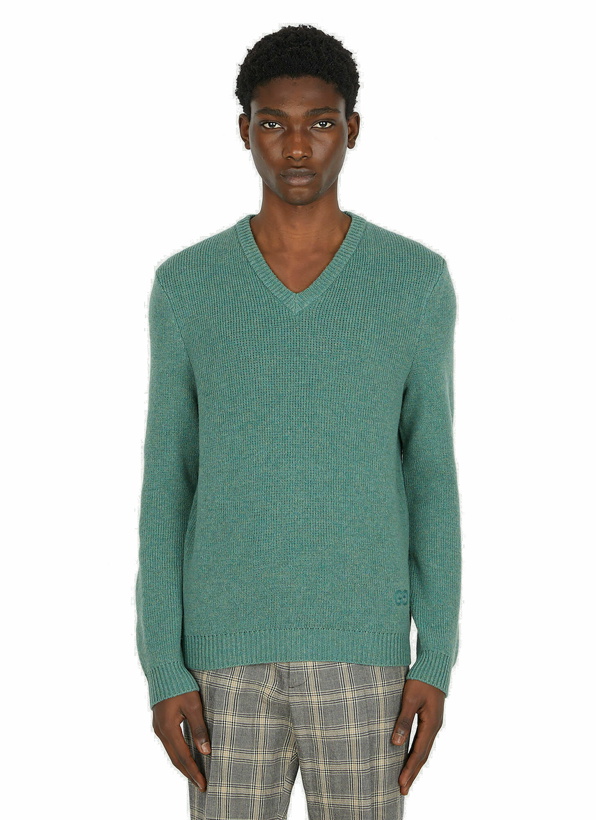 Photo: GG V-Neck Sweater in Green