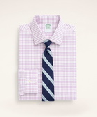 Brooks Brothers Men's Stretch Milano Slim-Fit Dress Shirt, Non-Iron Poplin Ainsley Collar Check | Pink