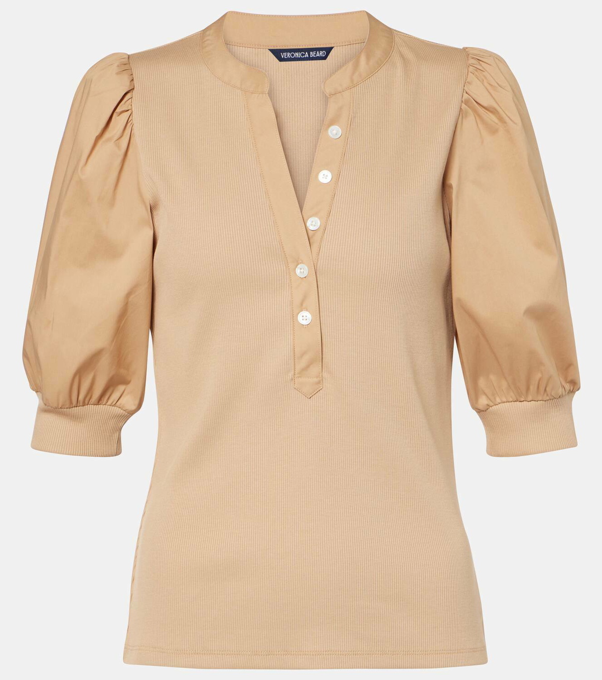 Veronica Beard Puff-sleeve cotton-blend top