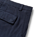 Brunello Cucinelli - Herringbone Stretch-Cotton Cargo Shorts - Blue