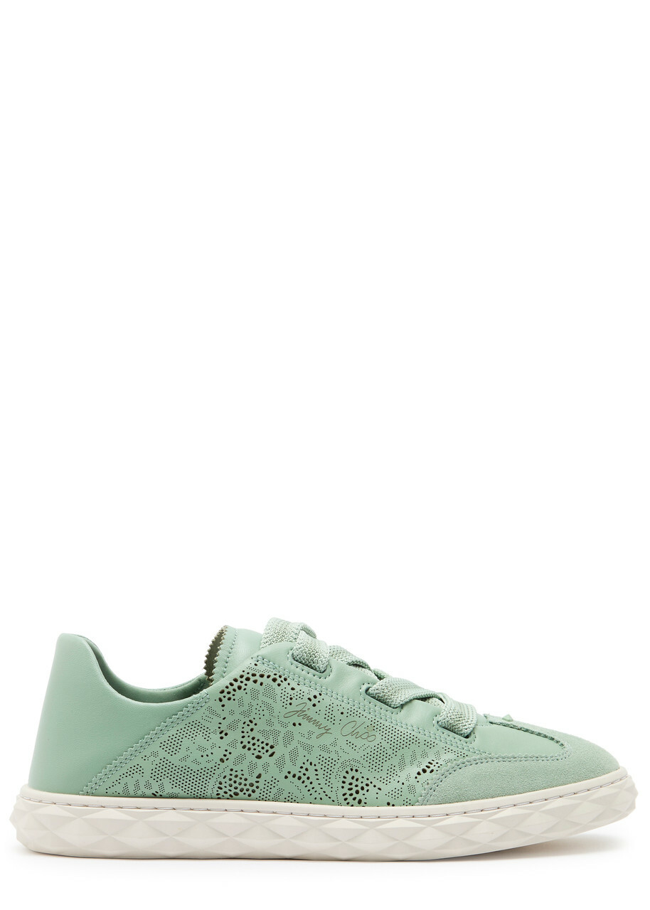 Jimmy Choo Diamond Light Flex Perforated Leather Sneakers Light Green