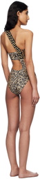 Versace Underwear Brown & Black Greca Border One-Piece Swimsuit