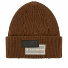 MM6 Maison Margiela Men's Ribbed Distressed Beanie in Brown Melange