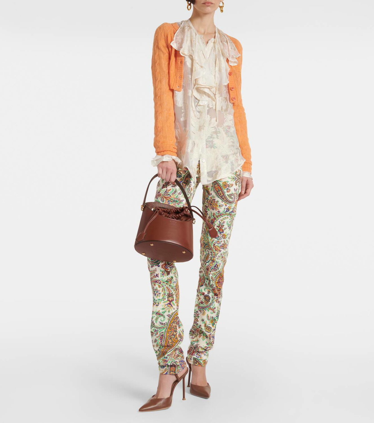 Etro Women Caramel Leather Bucket Bag