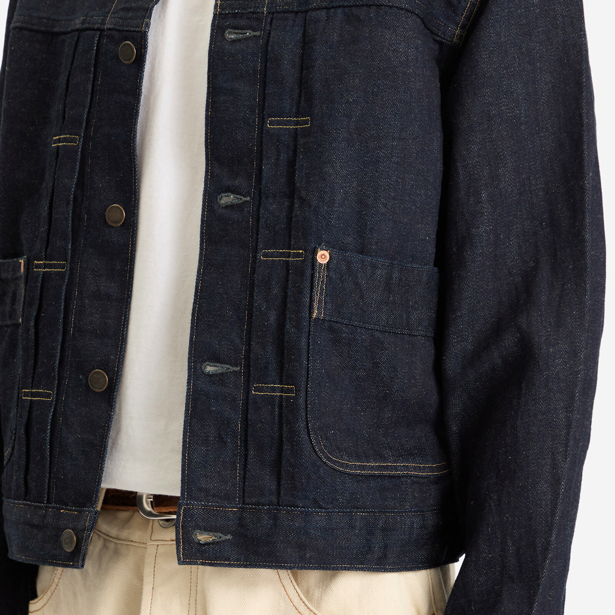 RRL Men's Dockman Chain Stitch Trucker Jacket in Rinse RRL