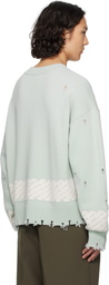 Feng Chen Wang Green Yu Zu Xie Ripped Jacquard Sweater