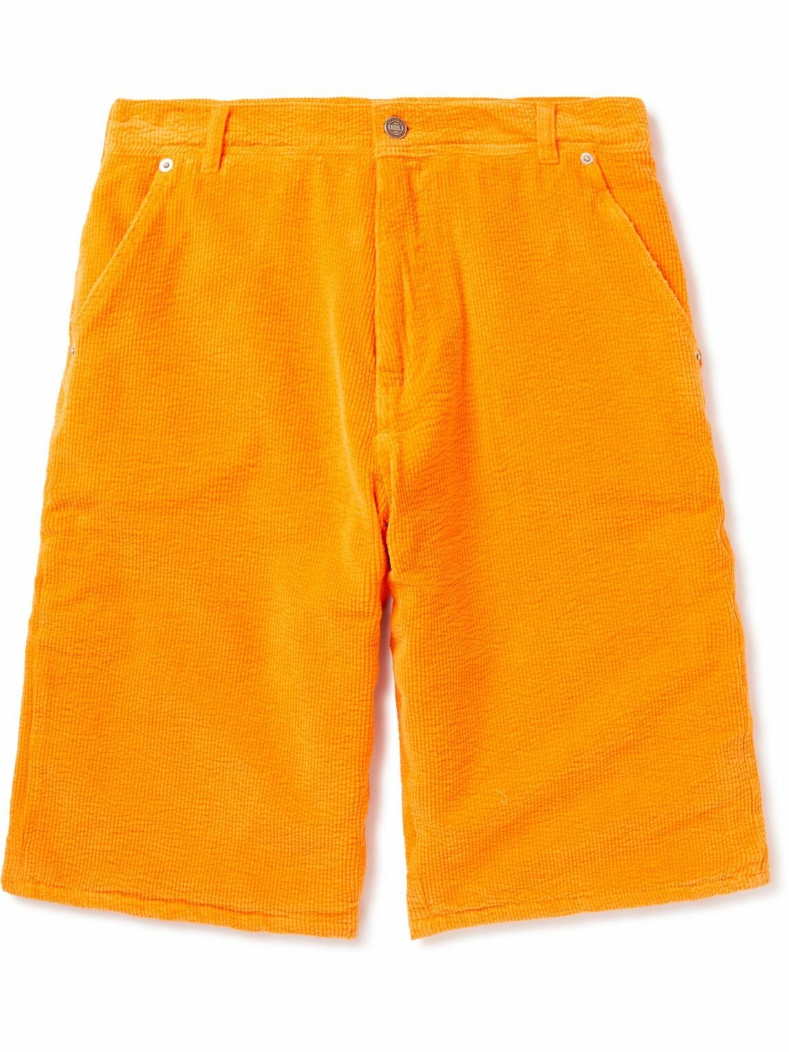 ERL - Straight-Leg Cotton-Corduroy Shorts - Orange ERL
