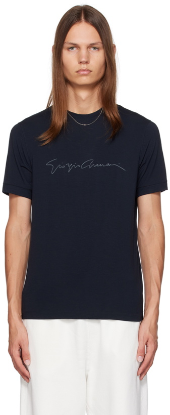 Photo: Giorgio Armani Navy Printed T-Shirt