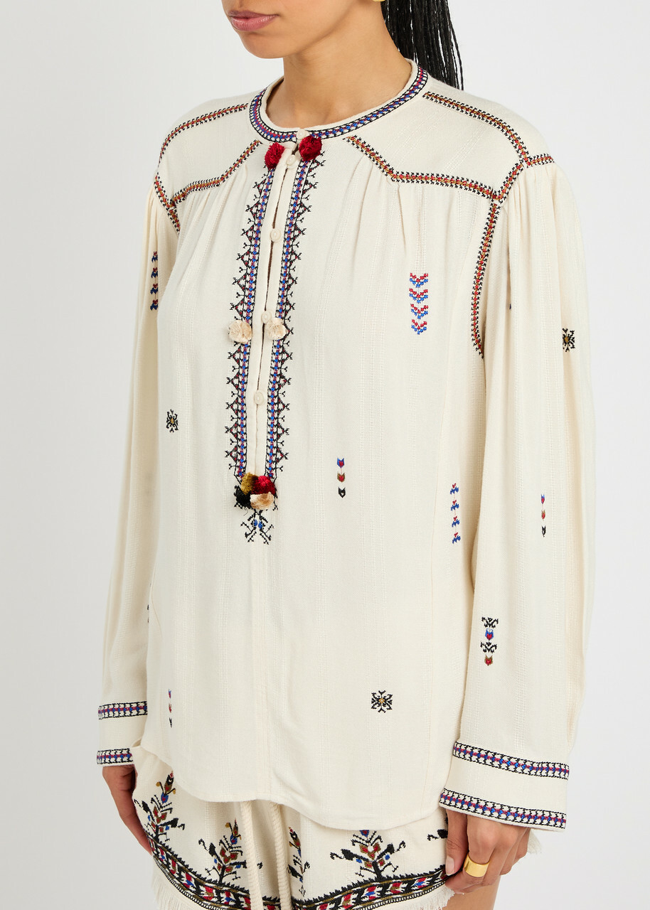 Isabel Marant étoile Pelson Embroidered Woven Blouse Ecru