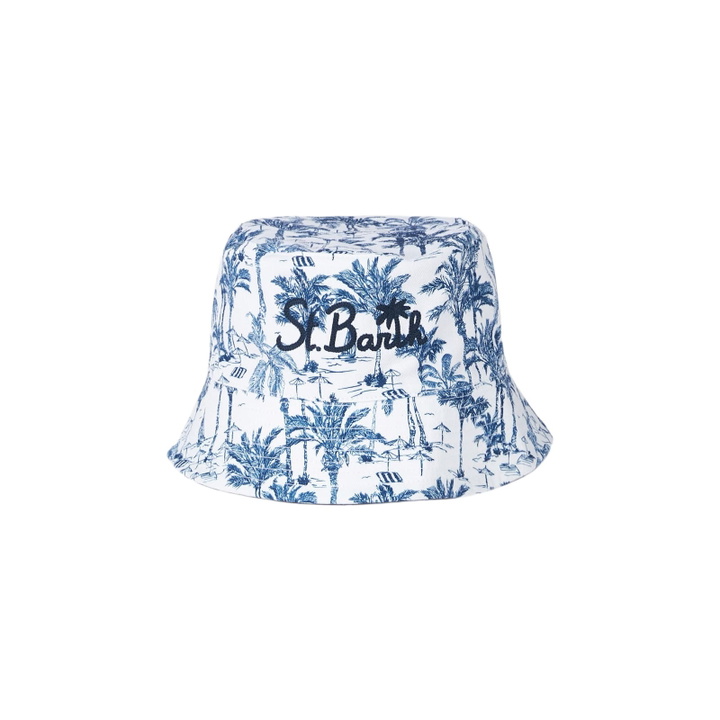 Photo: MC2 Saint Barth Cotton Bucket Hat With Front Embroidery And Toile De Jouy Pattern