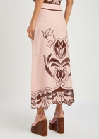 Lug Von Siga Rosalie Embroidered Linen Midi Skirt Pink