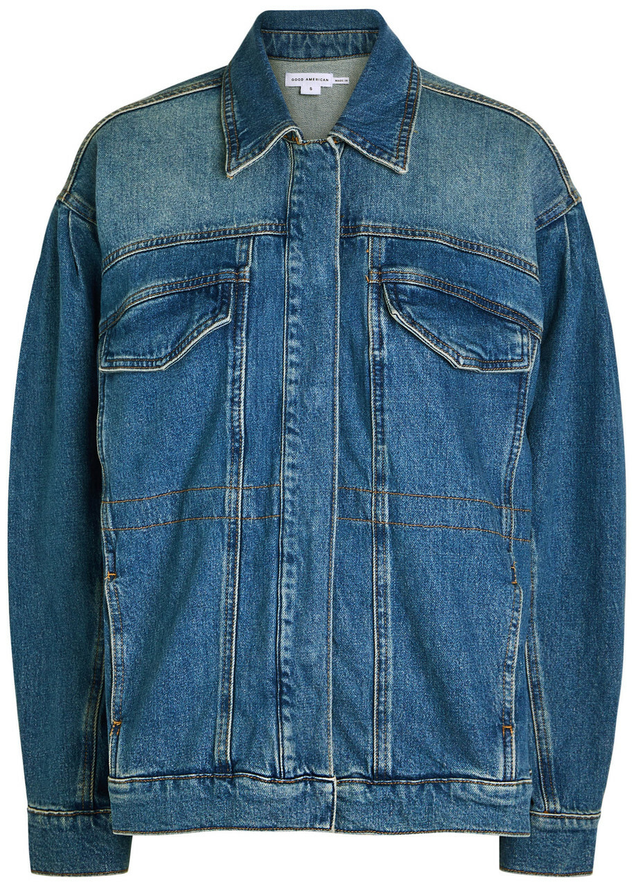 Good American Panelled Stretch-denim Jacket Indigo