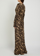 Joseph Adore Printed Crinkled Satin Midi Dress Beige