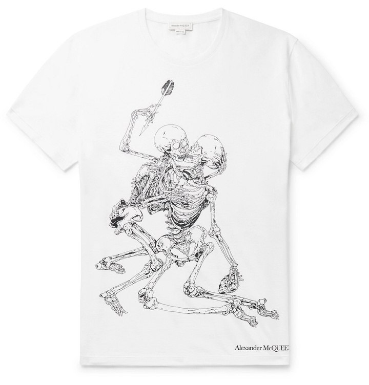 Photo: Alexander McQueen - Slim-Fit Printed Cotton-Jersey T-Shirt - White