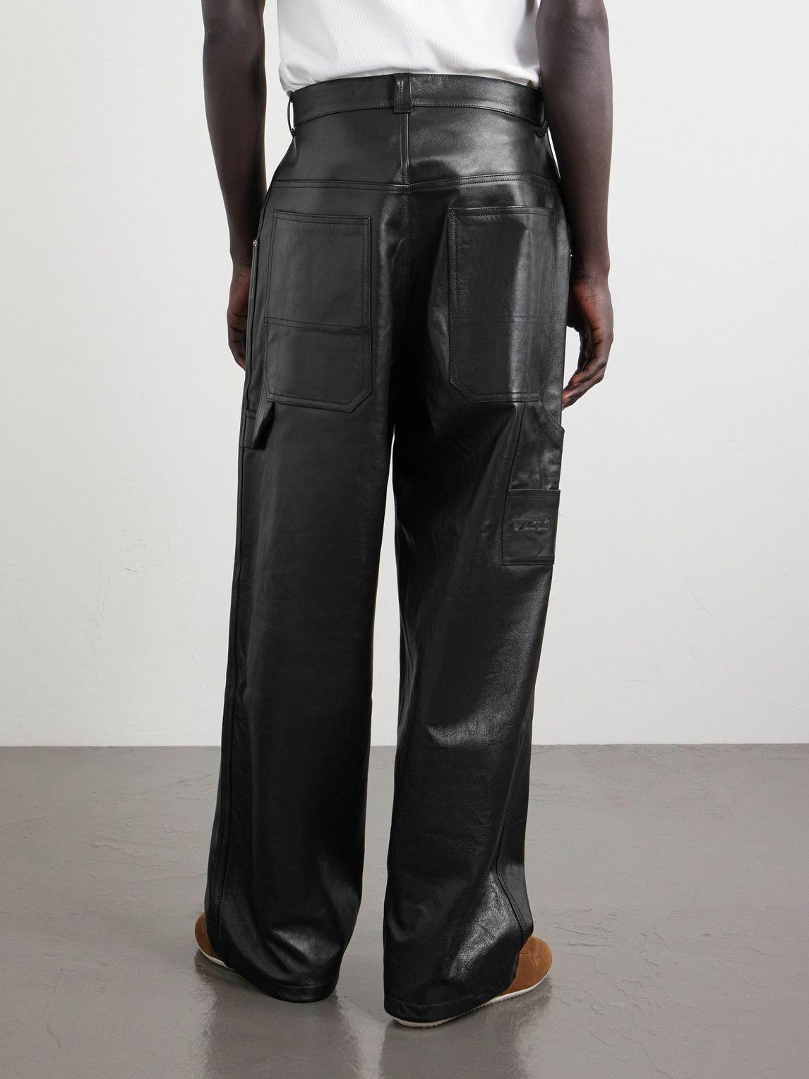 VETEMENTS - Straight-Leg Leather Trousers - Black