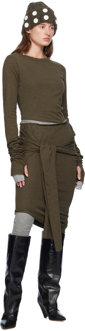 Edward Cuming Khaki Banana Twist Midi Skirt