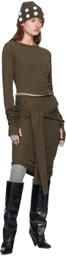 Edward Cuming Khaki Banana Twist Midi Skirt