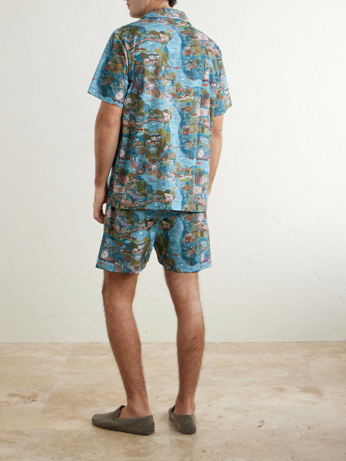 Derek Rose - Ledbury 100 Printed Cotton Pyjama Set - Blue