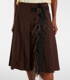Plan C Feather-trimmed pleated wrap skirt