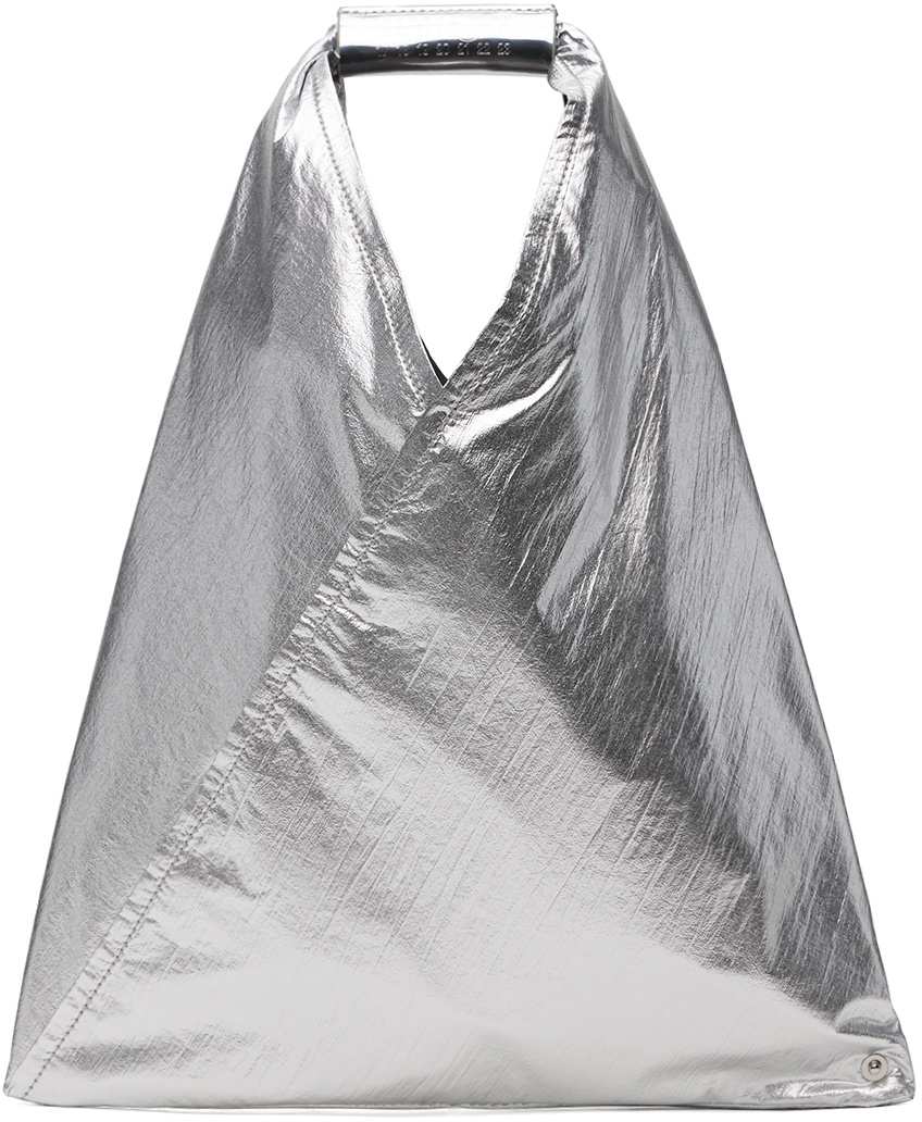 MM6 Maison Margiela Silver Classic Triangle Small Tote MM6 Maison Margiela