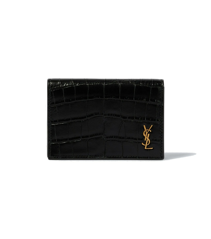 Photo: Saint Laurent - Logo croc-effect leather wallet