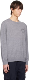 Burberry Gray Embroidered Oak Leaf Crest Sweater